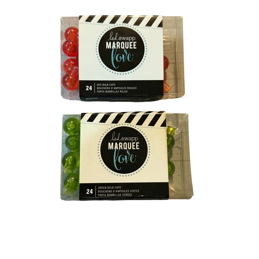 Retired Heidi Swapp Marquee Love Bulb Caps 2 New Boxes 1 green 1 red (24 each)